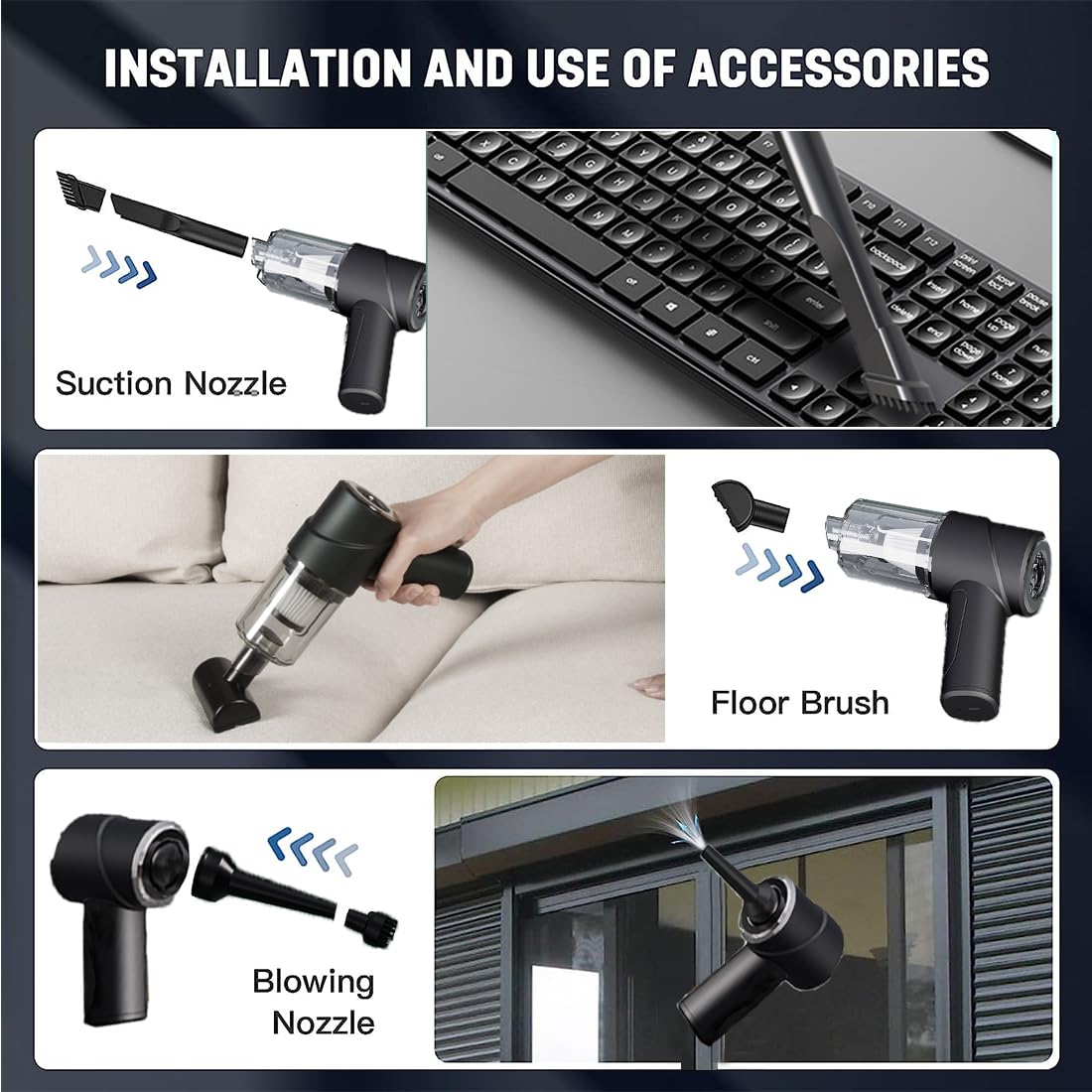 2-in-1 Portable Mini Air Duster & Vacuum Cleaner – Rechargeable Cordless Powerful Cleaning Blower