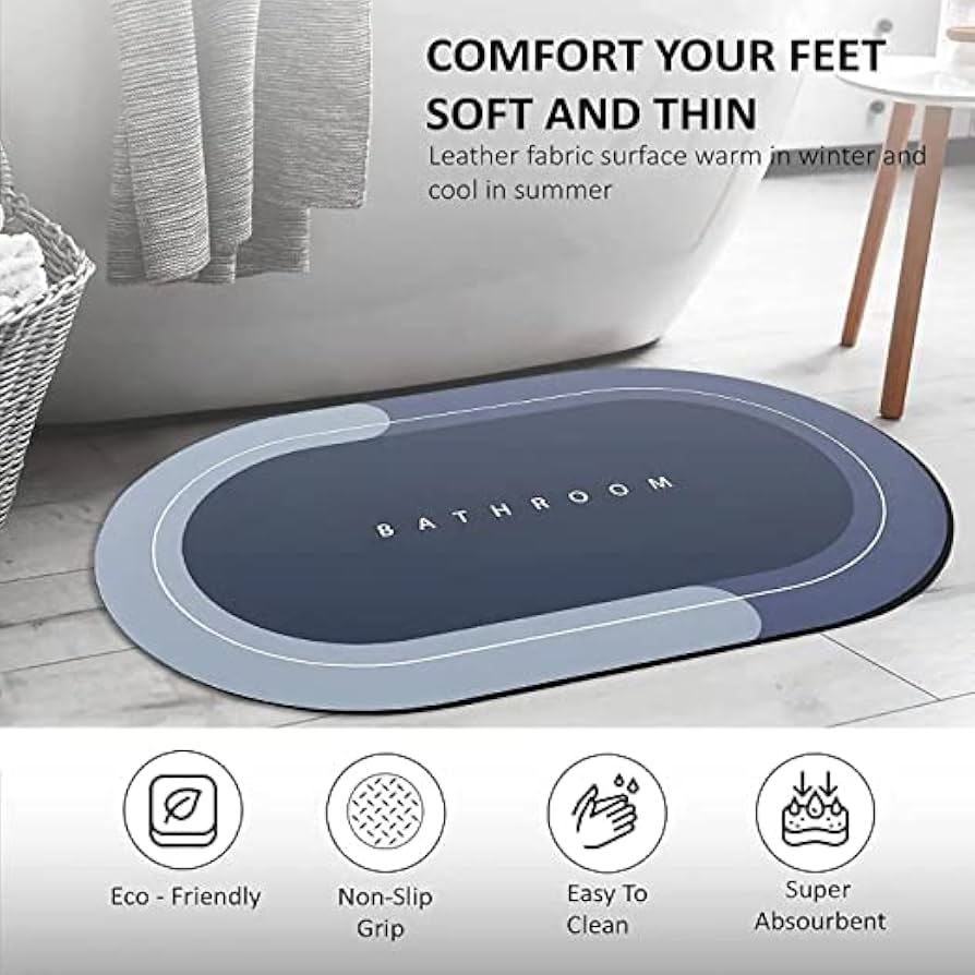 Premium Quick-Dry Bathroom Mat | Soft Absorbent Anti-Slip Bath Rug
