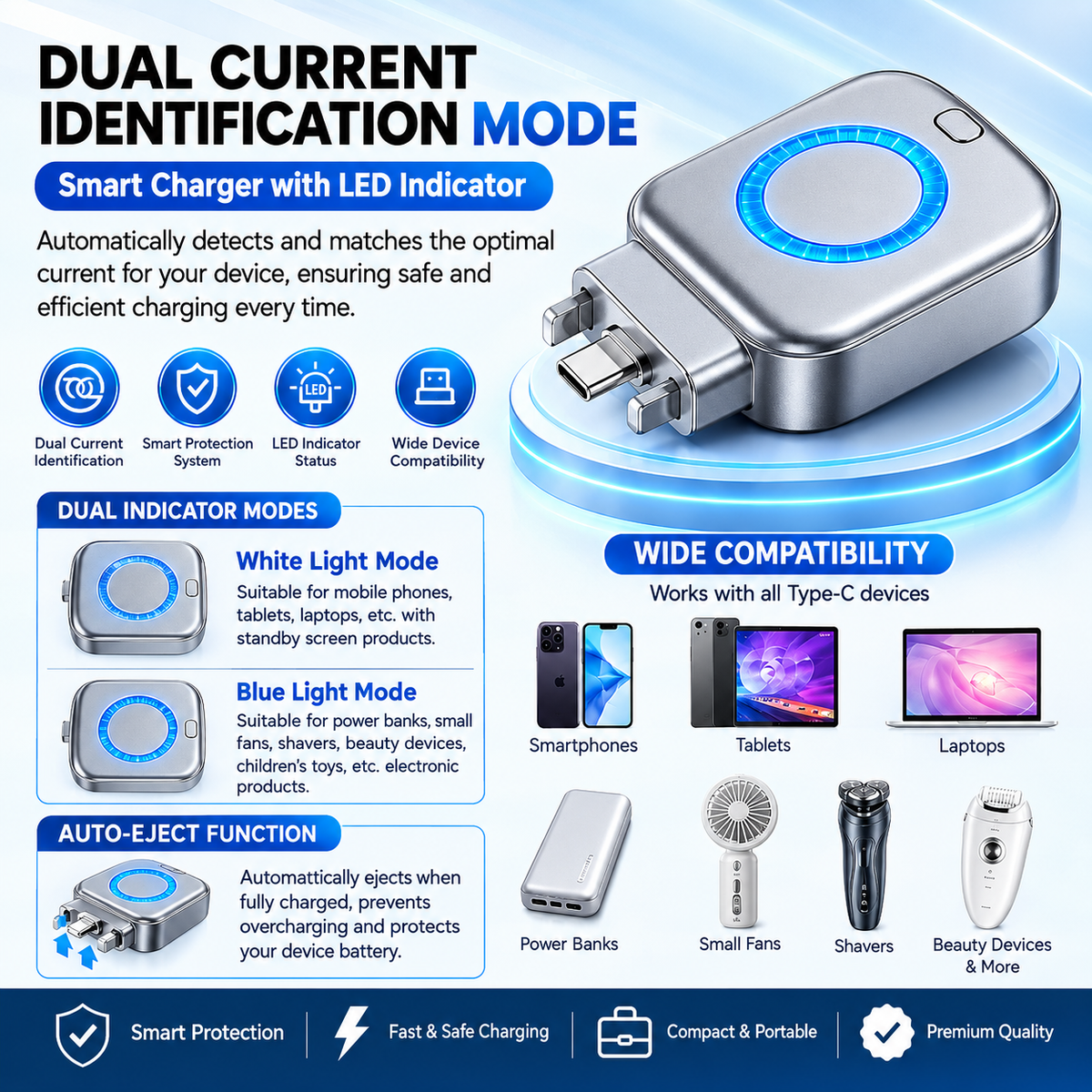 Smart Auto Self-Disconnecting Charger – Automatic Power Cut-Off Charging Adapter