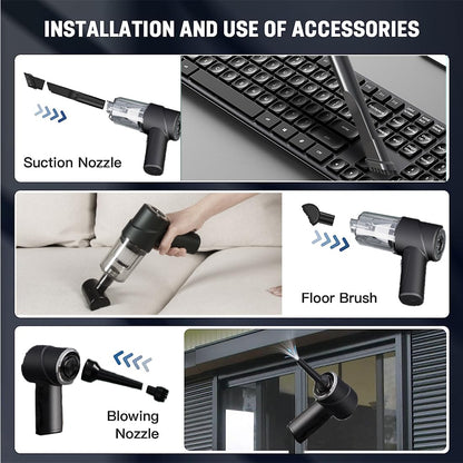 2-in-1 Portable Mini Air Duster & Vacuum Cleaner – Rechargeable Cordless Powerful Cleaning Blower