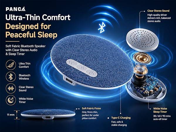 Wireless Pillow Speaker – Comfortable Sleep & Relaxation Audio Speaker