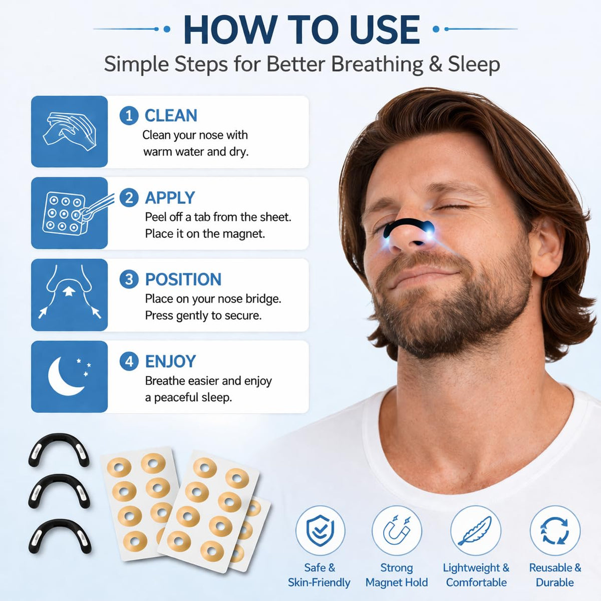 BreatheEase™ Nasal Strips – Better Breathing, Better Sleep
