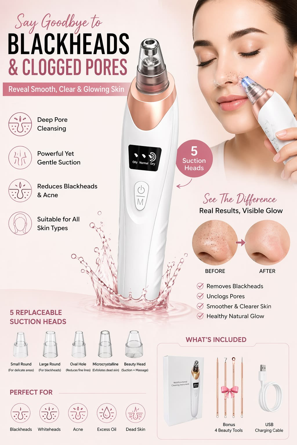 Electric Pore Vacuum Cleaner – Deep Pore & Blackhead Remover