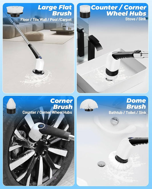 Cordless Electric Spin Scrubber – Rechargeable Power Cleaning Brush for Bathroom, Kitchen & Tiles