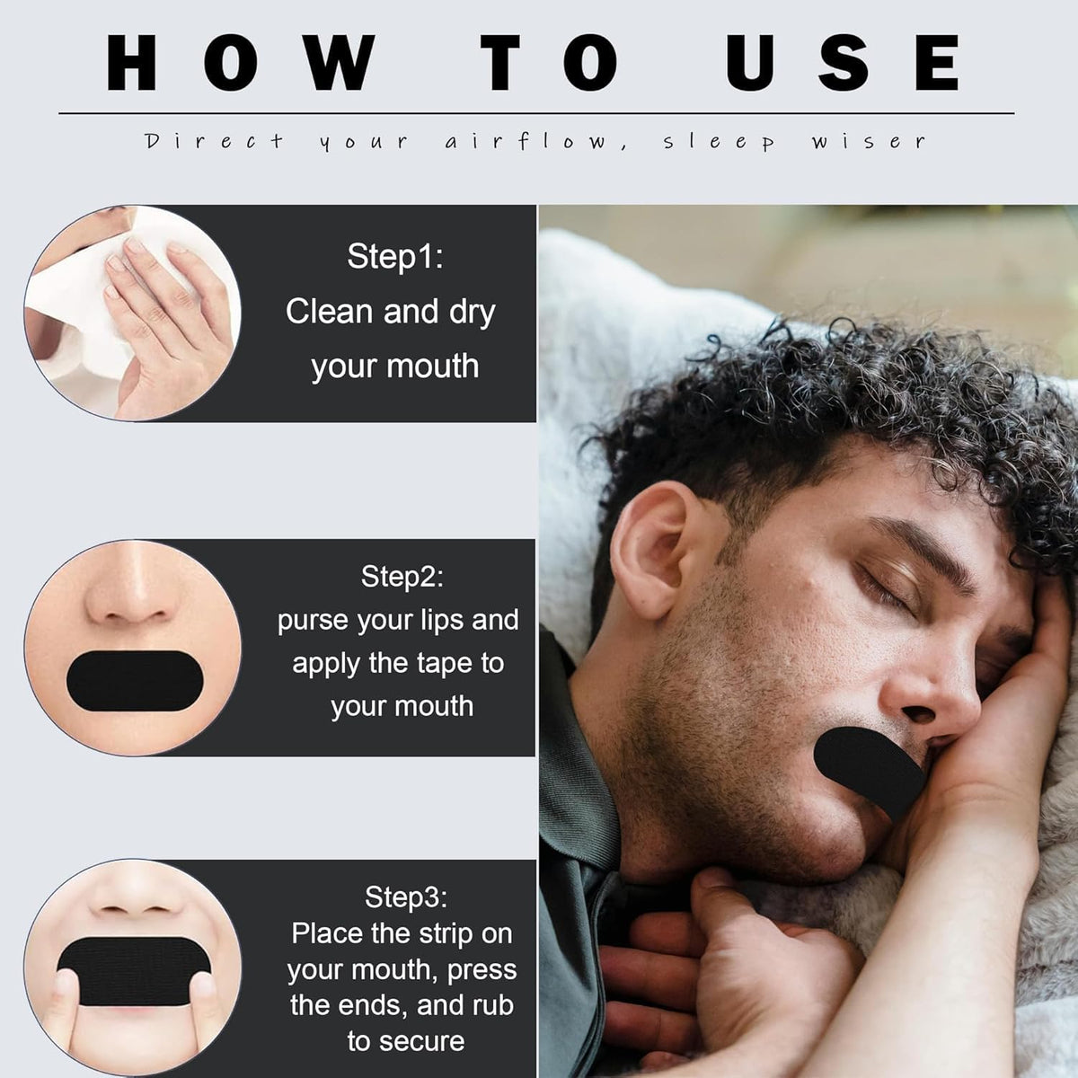 NasoRest™ Sleep Strips – Gentle Mouth Tape for Nighttime Nasal Breathing