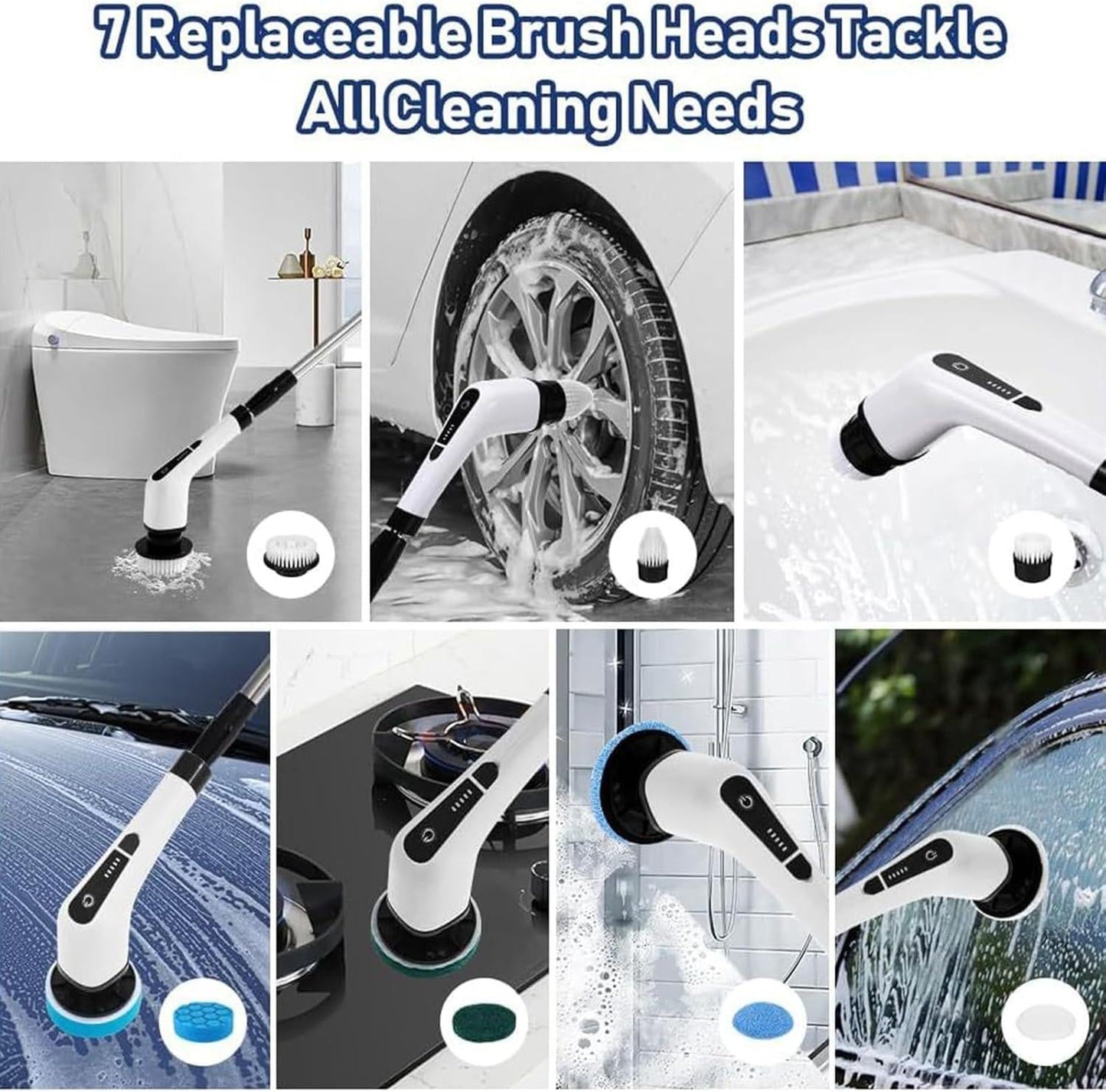 Cordless Electric Spin Scrubber – Rechargeable Power Cleaning Brush for Bathroom, Kitchen & Tiles