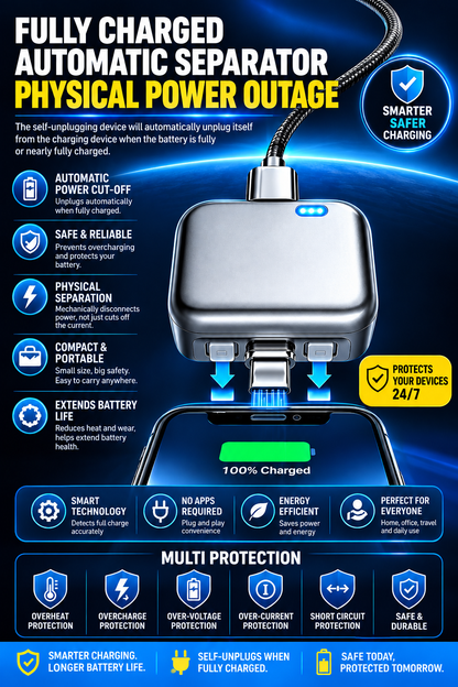 Smart Auto Self-Disconnecting Charger – Automatic Power Cut-Off Charging Adapter